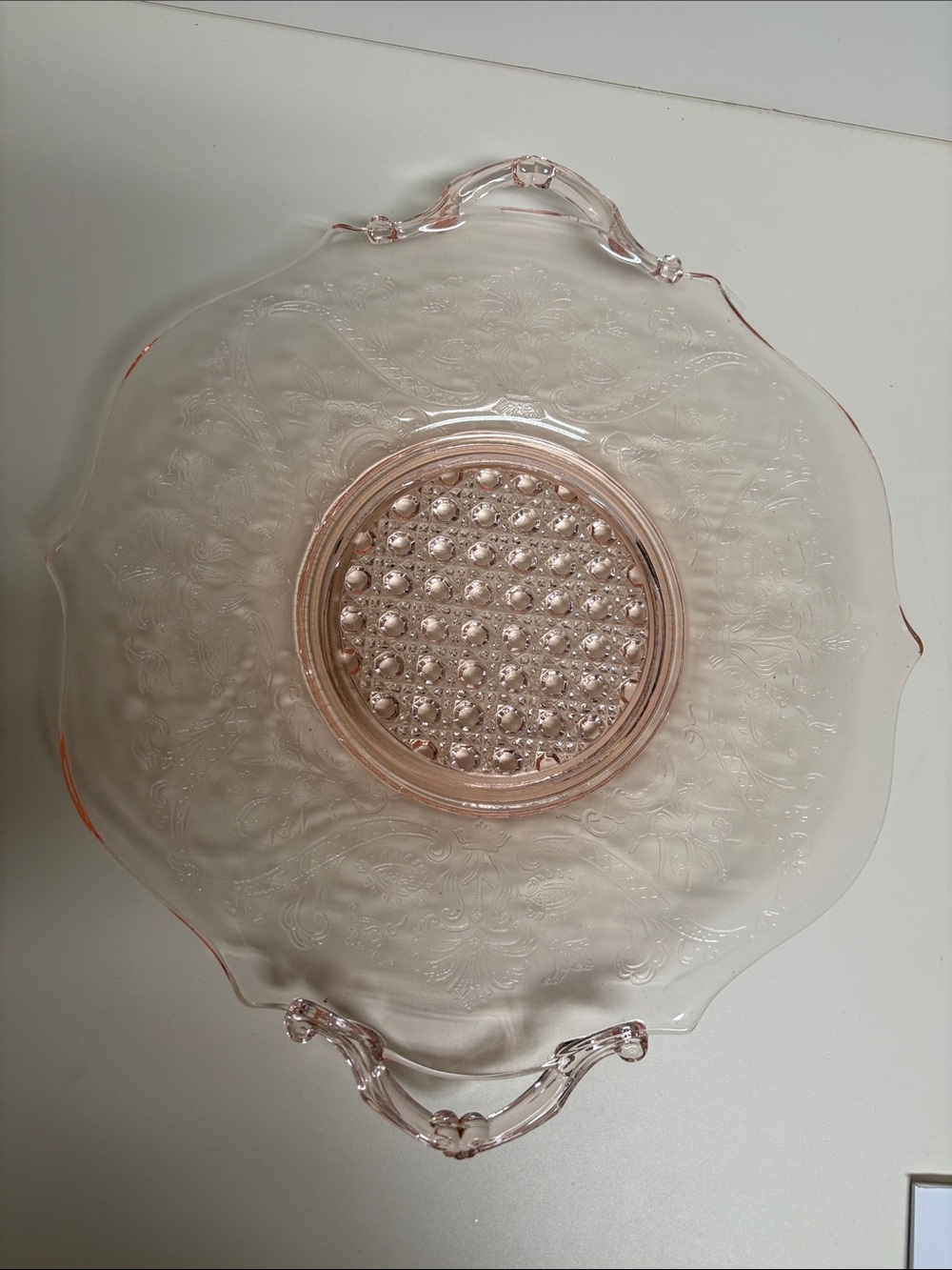 Princess Pink Pressed Glass Serving Plate by Anchor Hocking